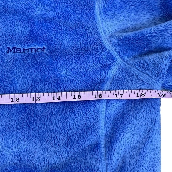 Marmot Cornflower Blue Warm Fuzzy Zip Up Fleece Jacket Mock Neck Pockets Sz M - Picture 9 of 16